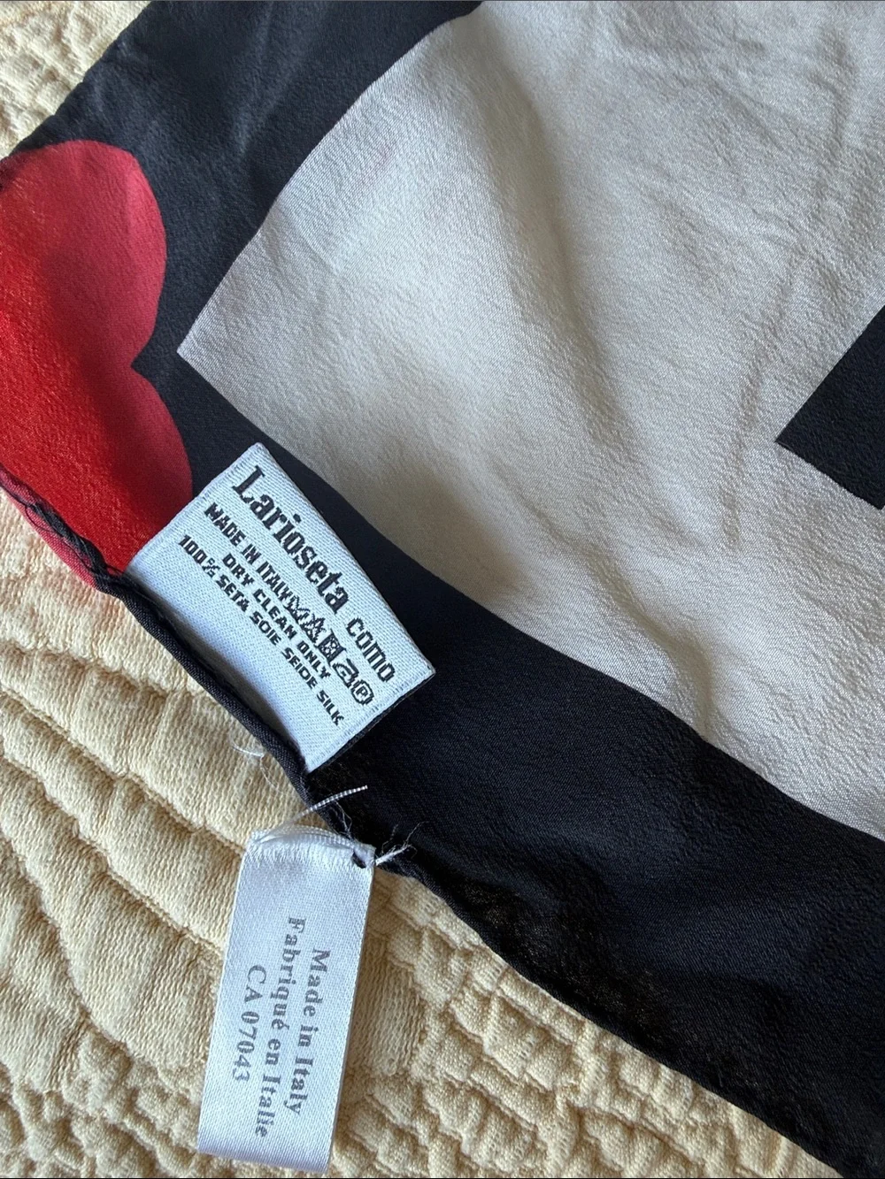 Moschino White, Red & Brown Bear Heart Logo scarf
